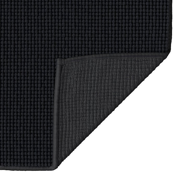Tapis de bain rectangulaire GoodHome Kina coloris noir en polyester L.70 x l.50 cm