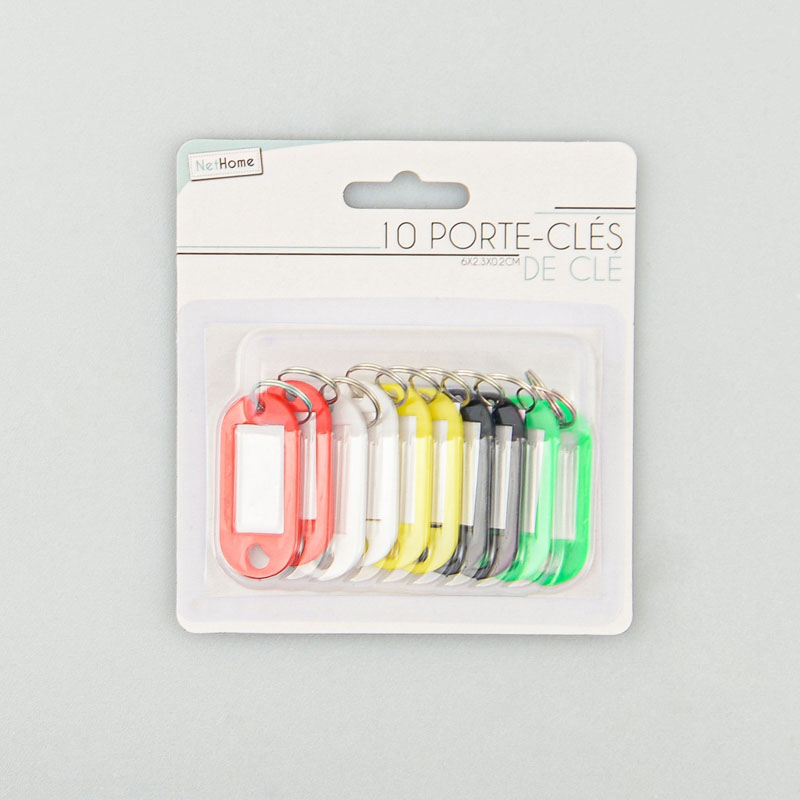 Lot de 10 porte-clés avec étiquettes