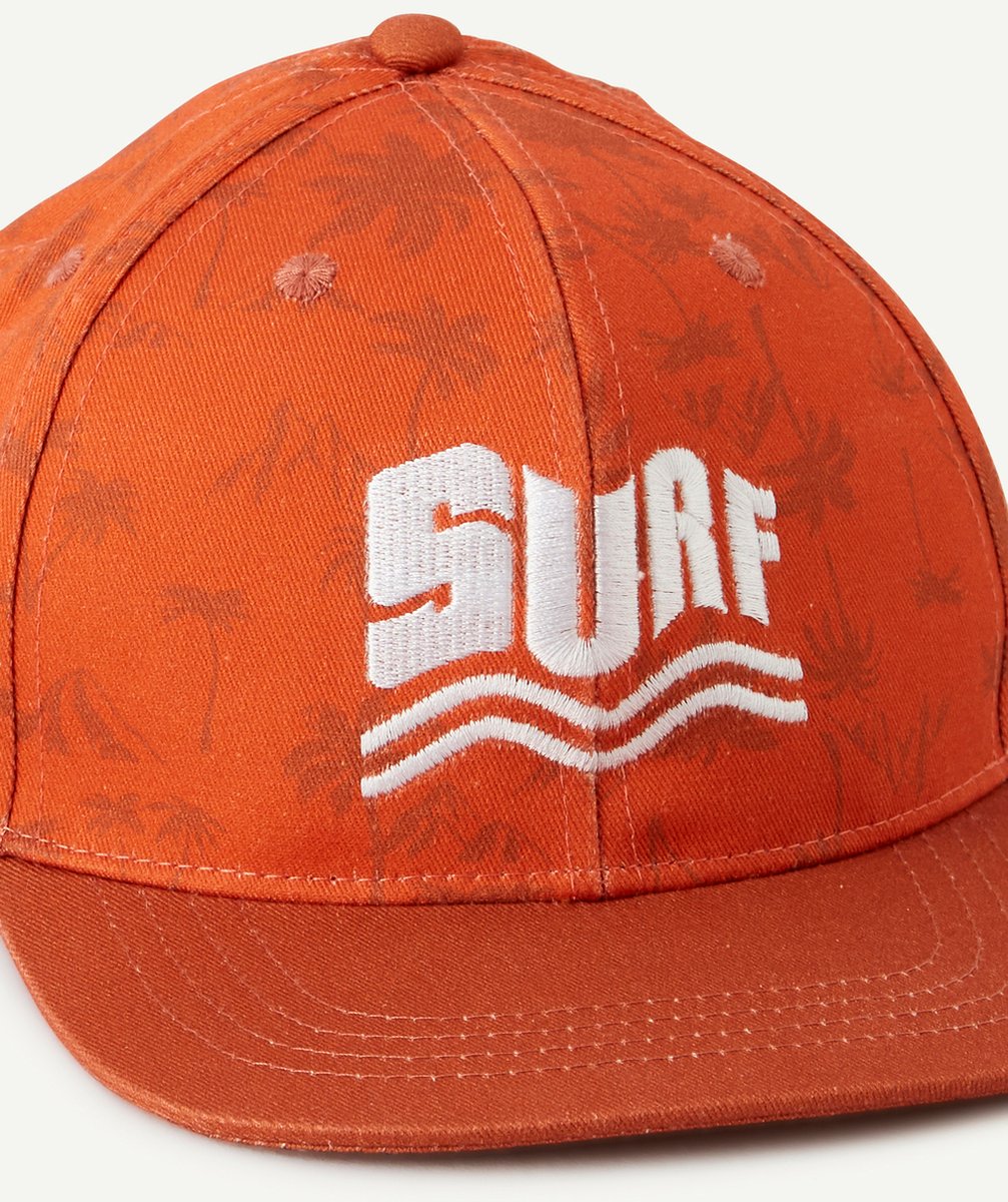 CASQUETTE GARÇON EN COTON ORANGE AVEC MESSAGE