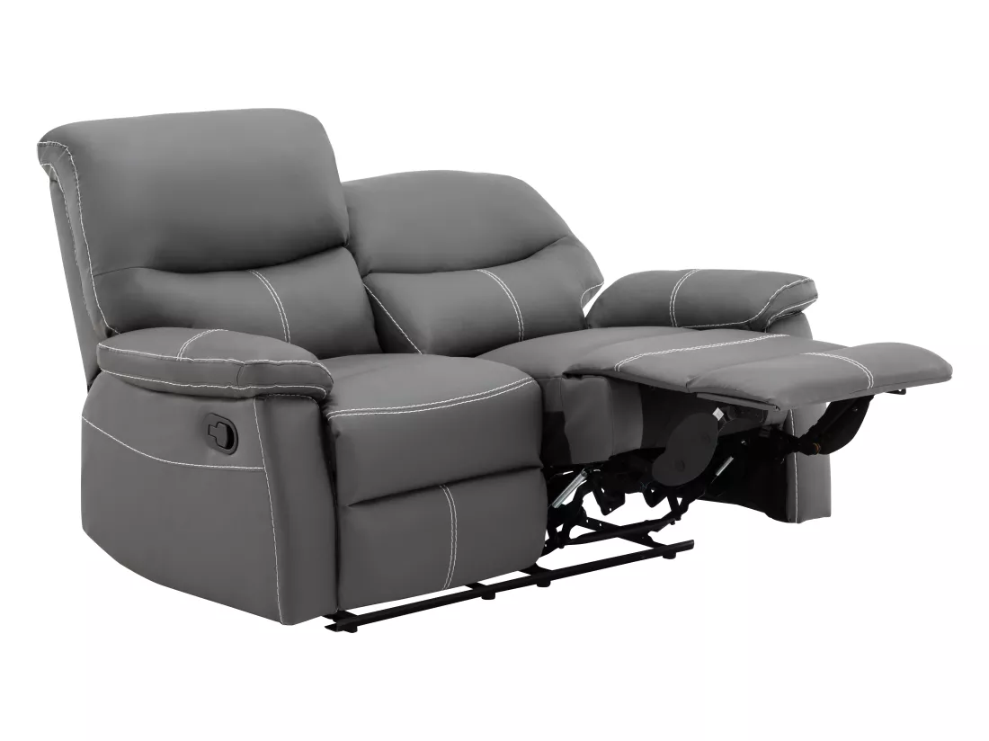 Canapés 3 places 2 places et un fauteuil relax en simili gris CANBY