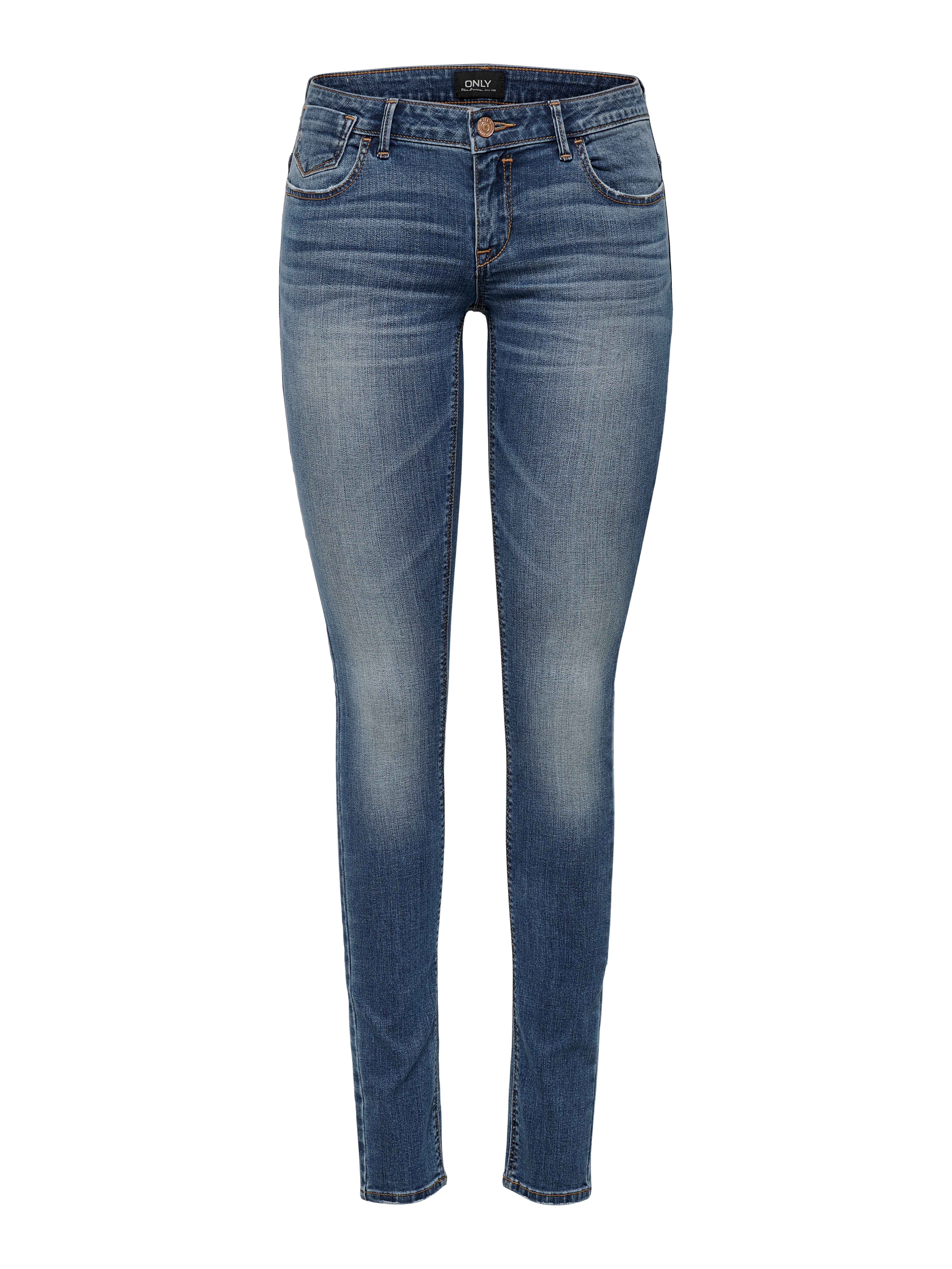 ONLCORAL Sehr niedrige Taille Skinny Fit Jeans Dark Blue Denim