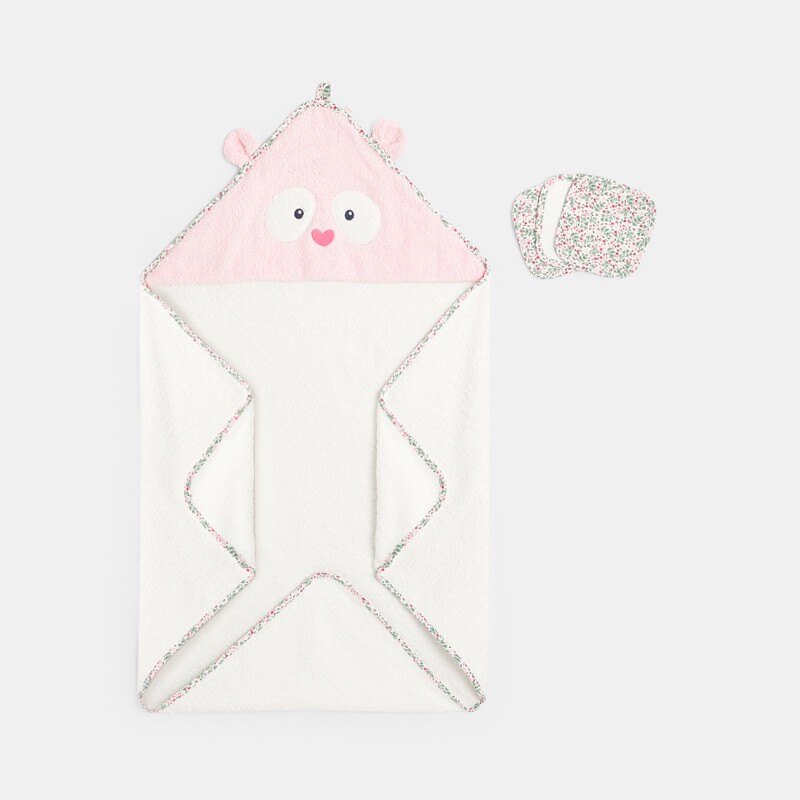 Cape de bain avec lingettes tissu rose bébé fille Rose