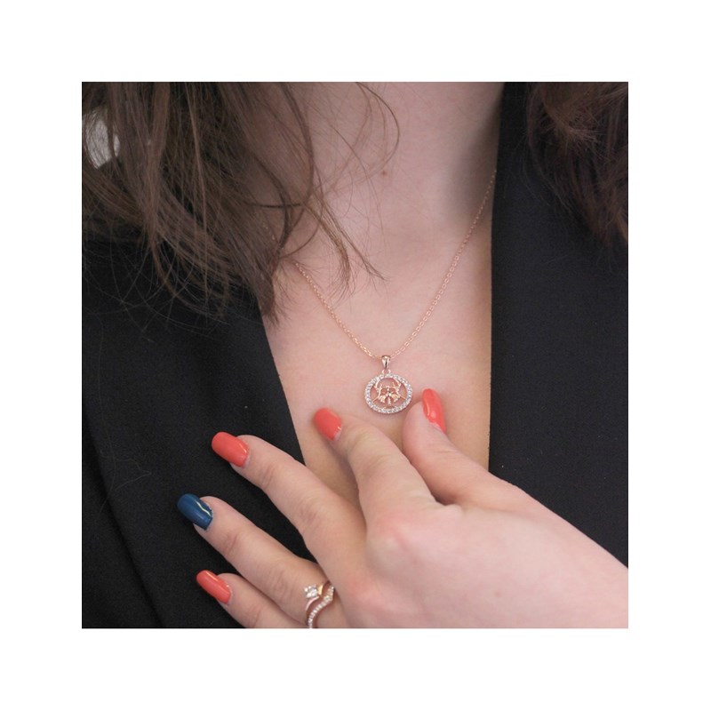 Pendentif Zodiaque Cancer - Or Rosé et Cristal
