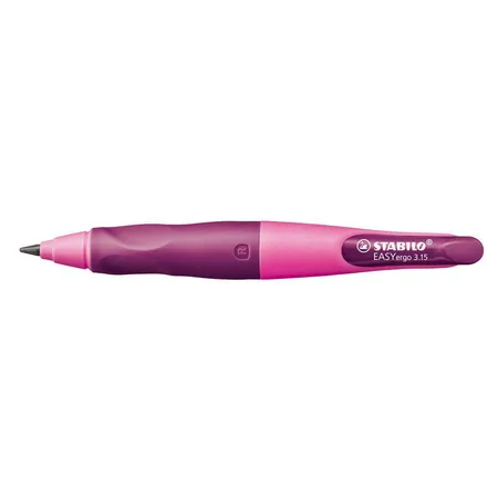 STABILO Ergonomischer Druck-Bleistift EASYergo, pink/lila, mit 1 Mine, HB & Spitzer, Rechtshänder