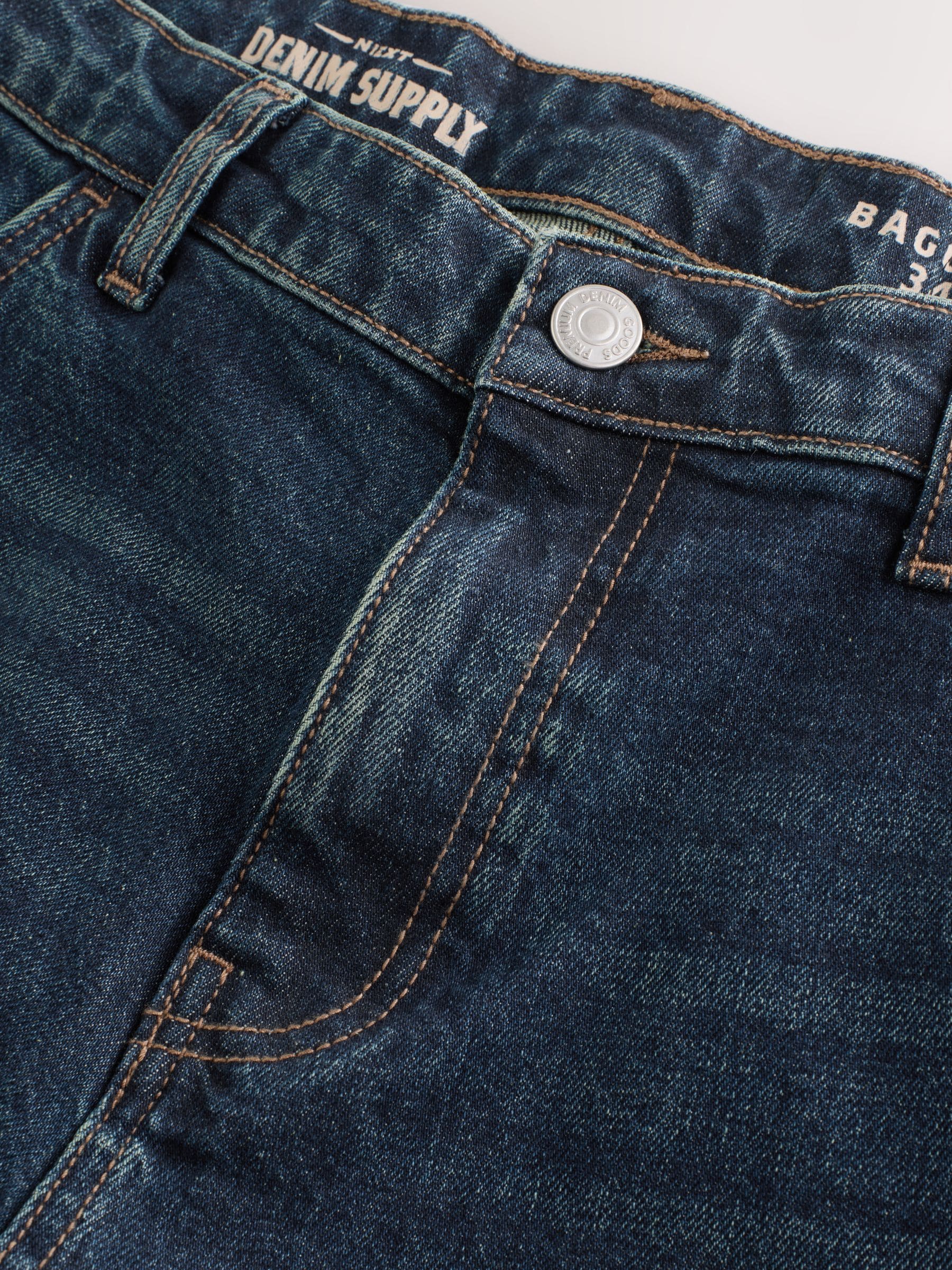 Donkerblauw - Baggy pasvorm - Vintage wash denim jeans