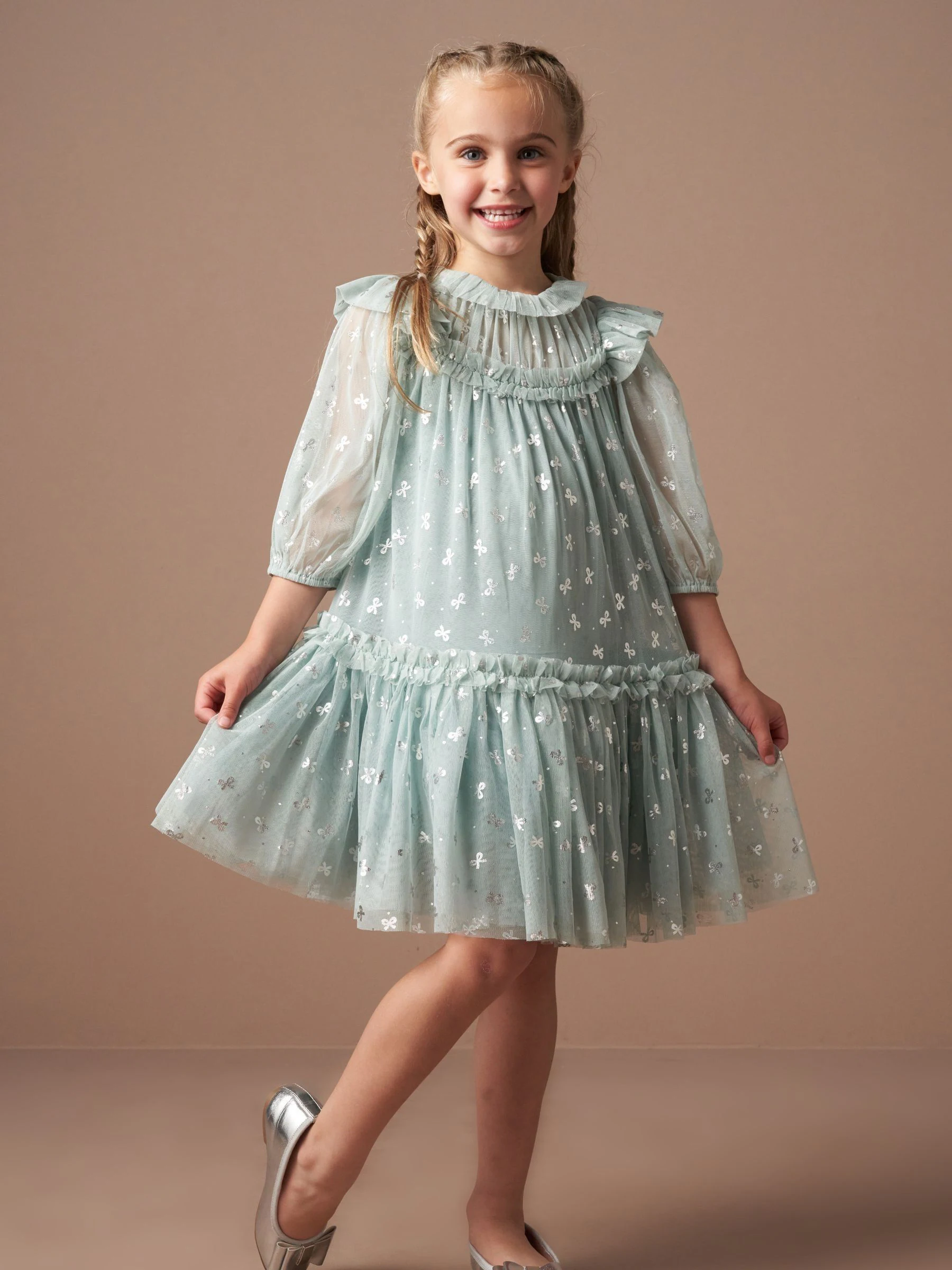 Angel & Rocket Georgie meshjurk met glitterstrikprint