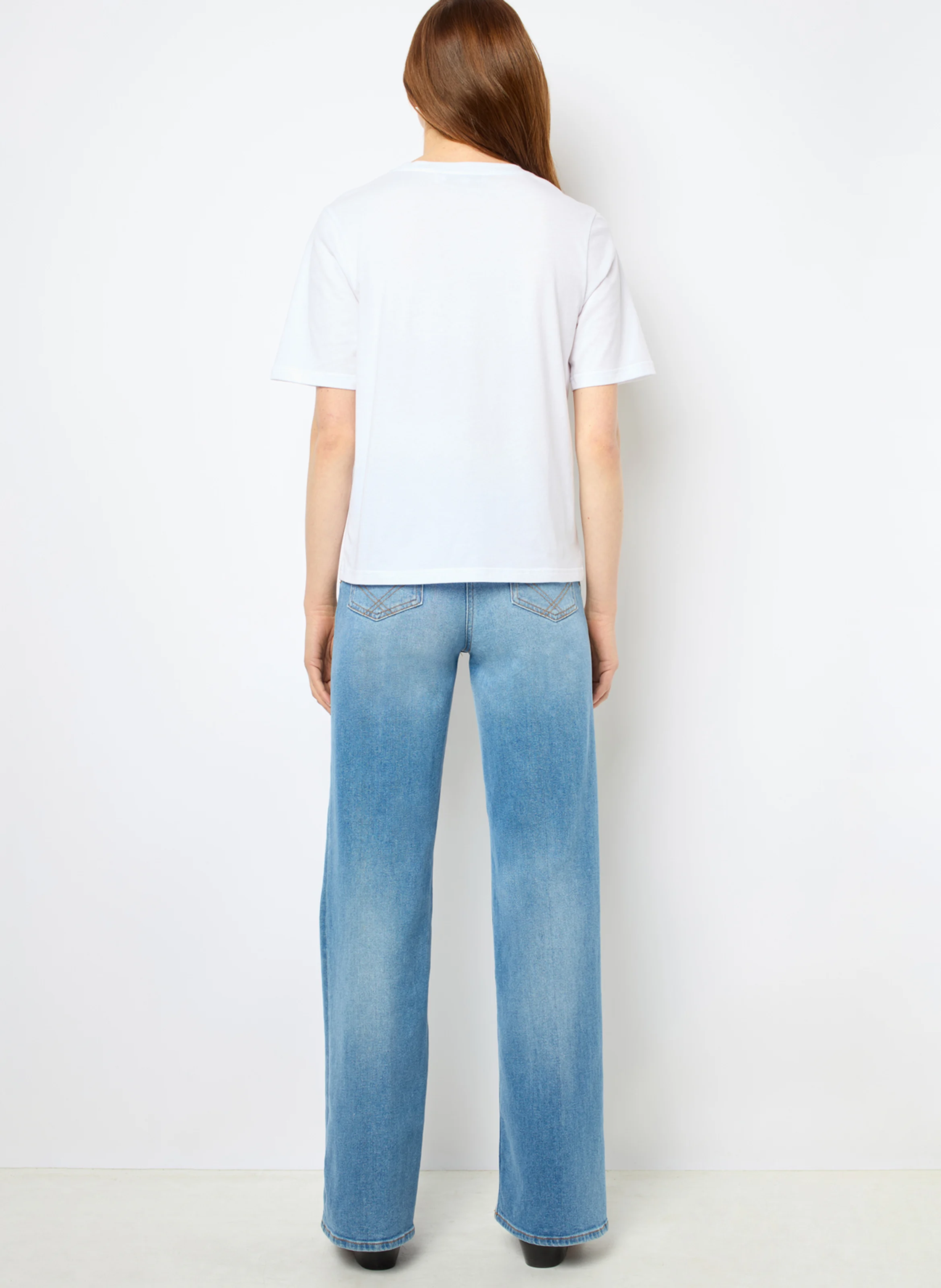 AMBRE - Tee-shirt col rond droit en coton sérigraphié | Blanc