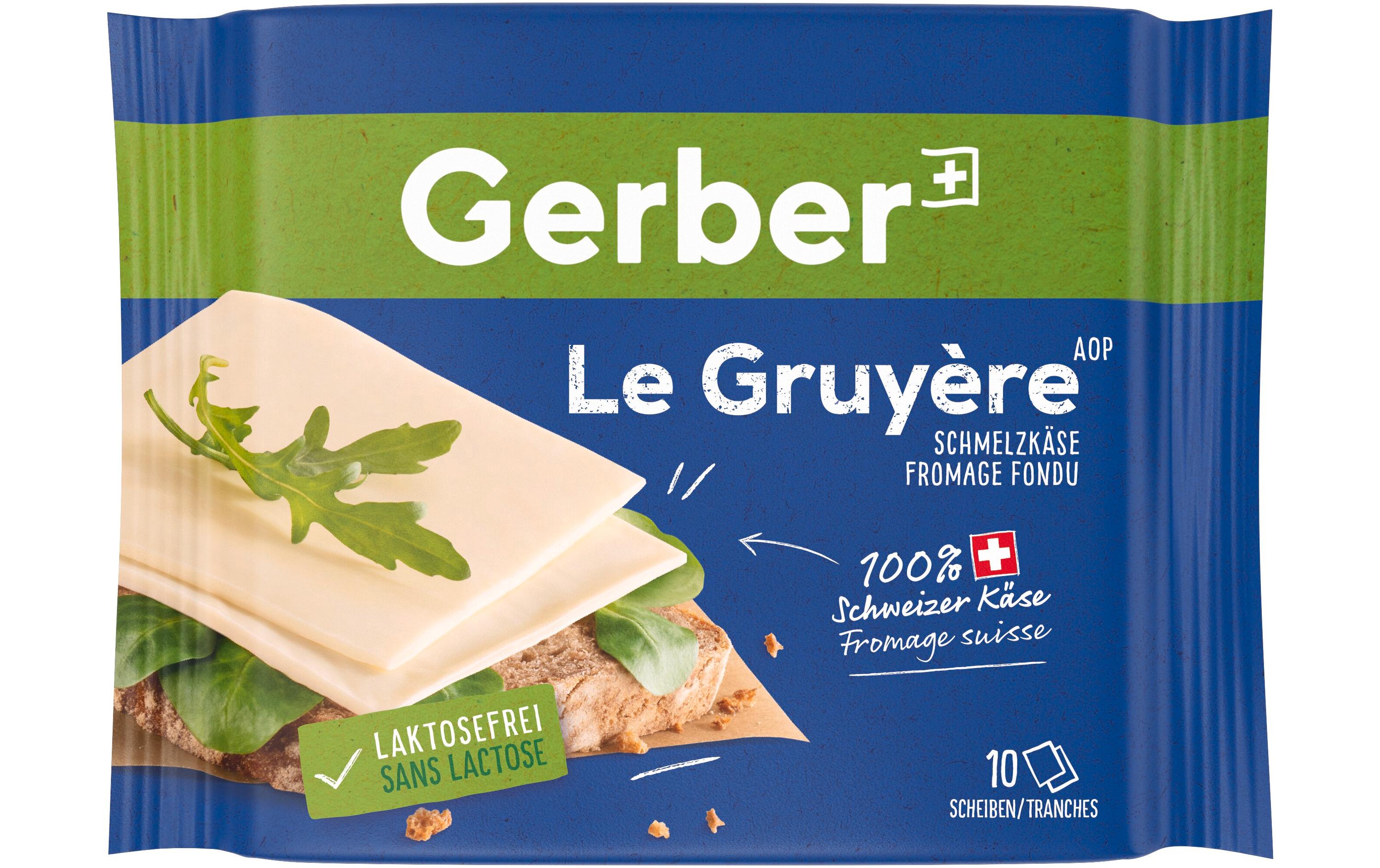 Schmelzkäse Gruyere Scheiben 200 gWürziger Gruyère-Schmelzkäse in praktischen Scheiben