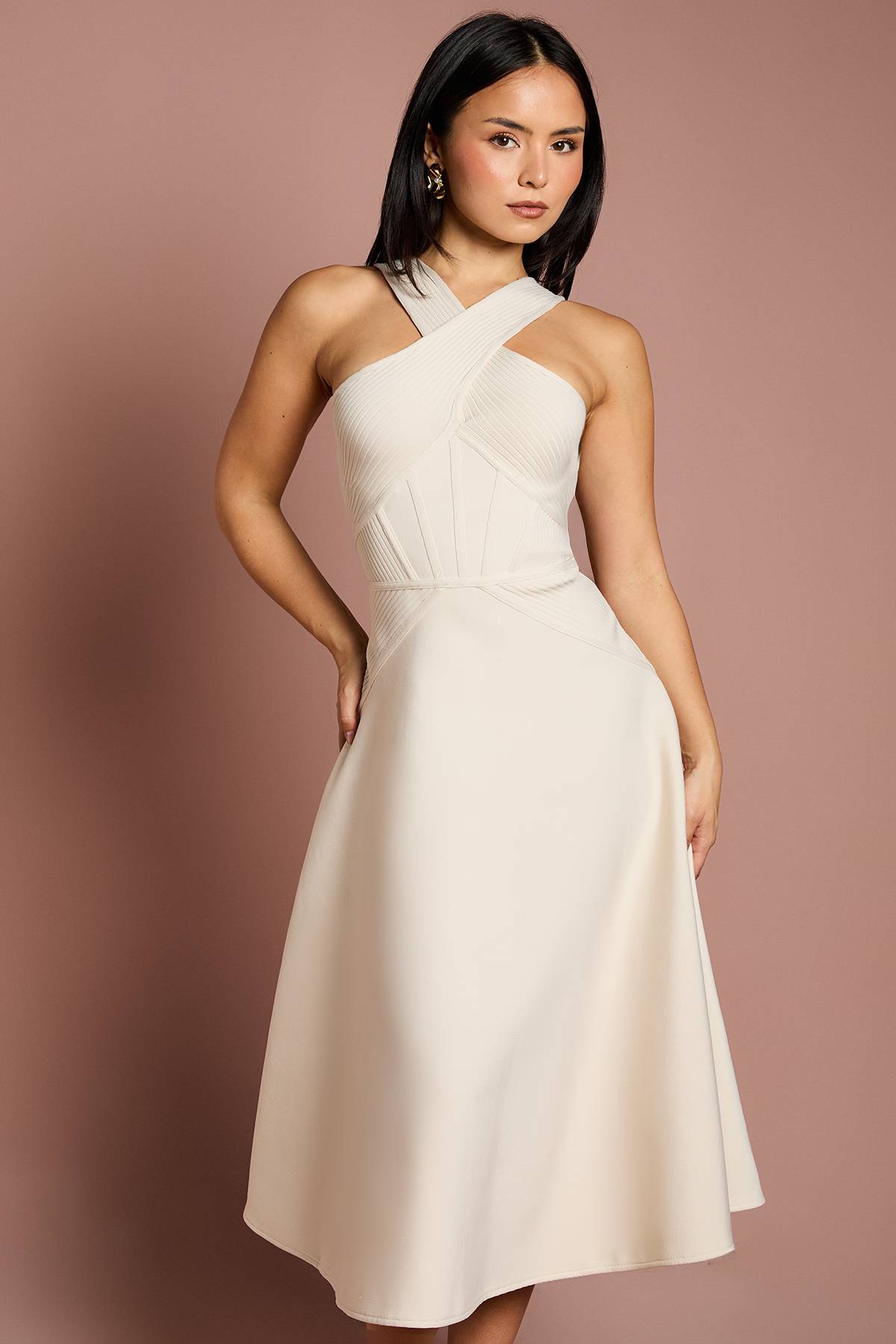 Coast Robe Midi Moulante à Col Croisé Petite Taille