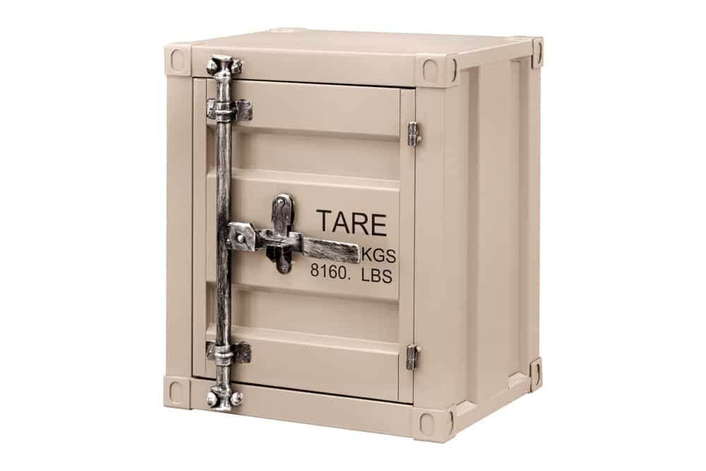 Container-Schrank GLOBETROTTER 50cm greige Metall Nachttisch Beistellschrank