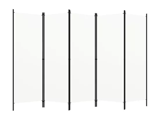 Cloison de séparation 5 panneaux Blanc 250x180 cm