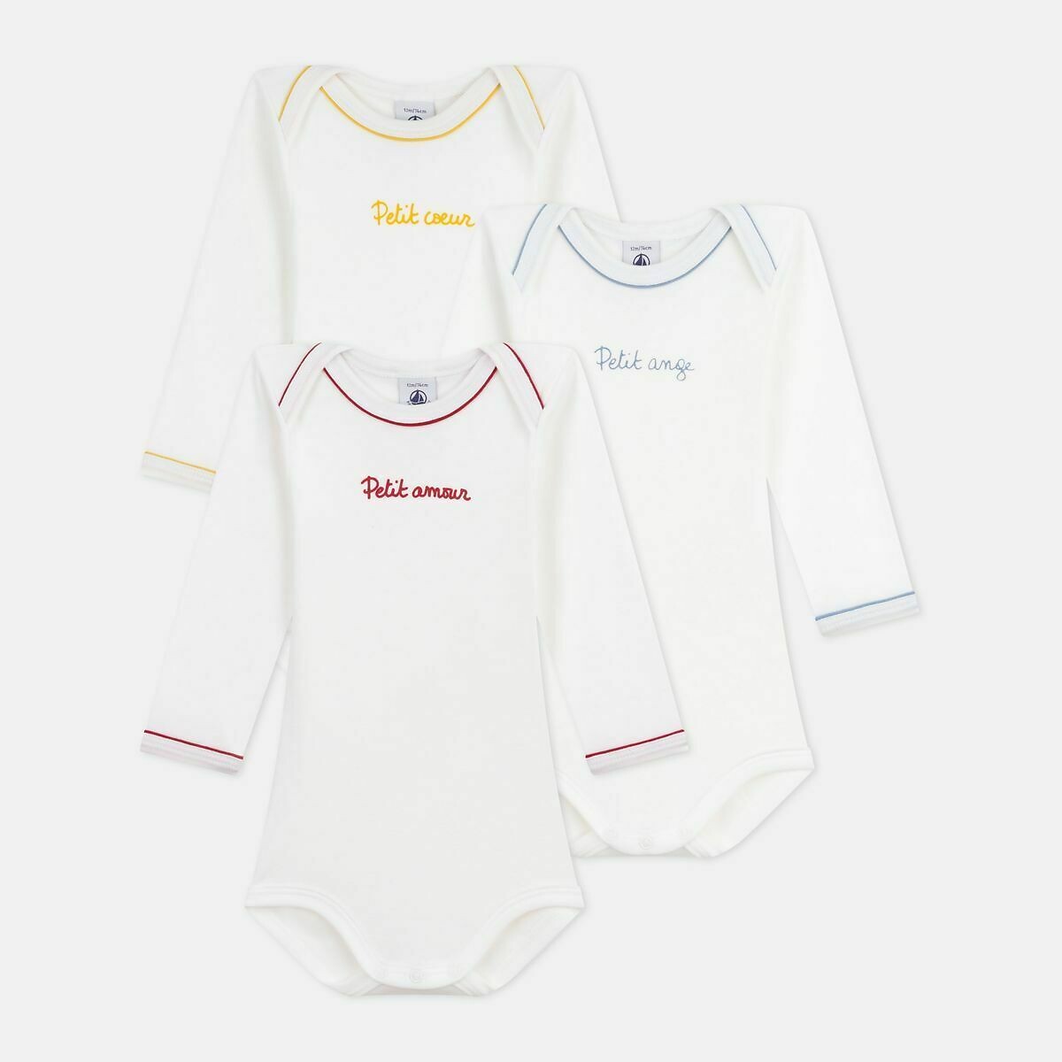 PETIT BATEAU<br>Conjunto de 3 bodies de manga comprida