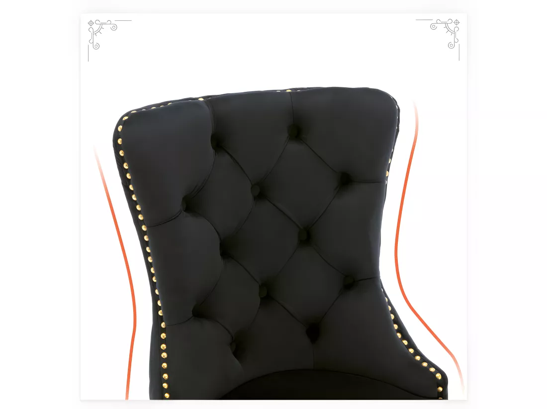 Lot de 4 chaises en velours avec pieds métallique - Noir