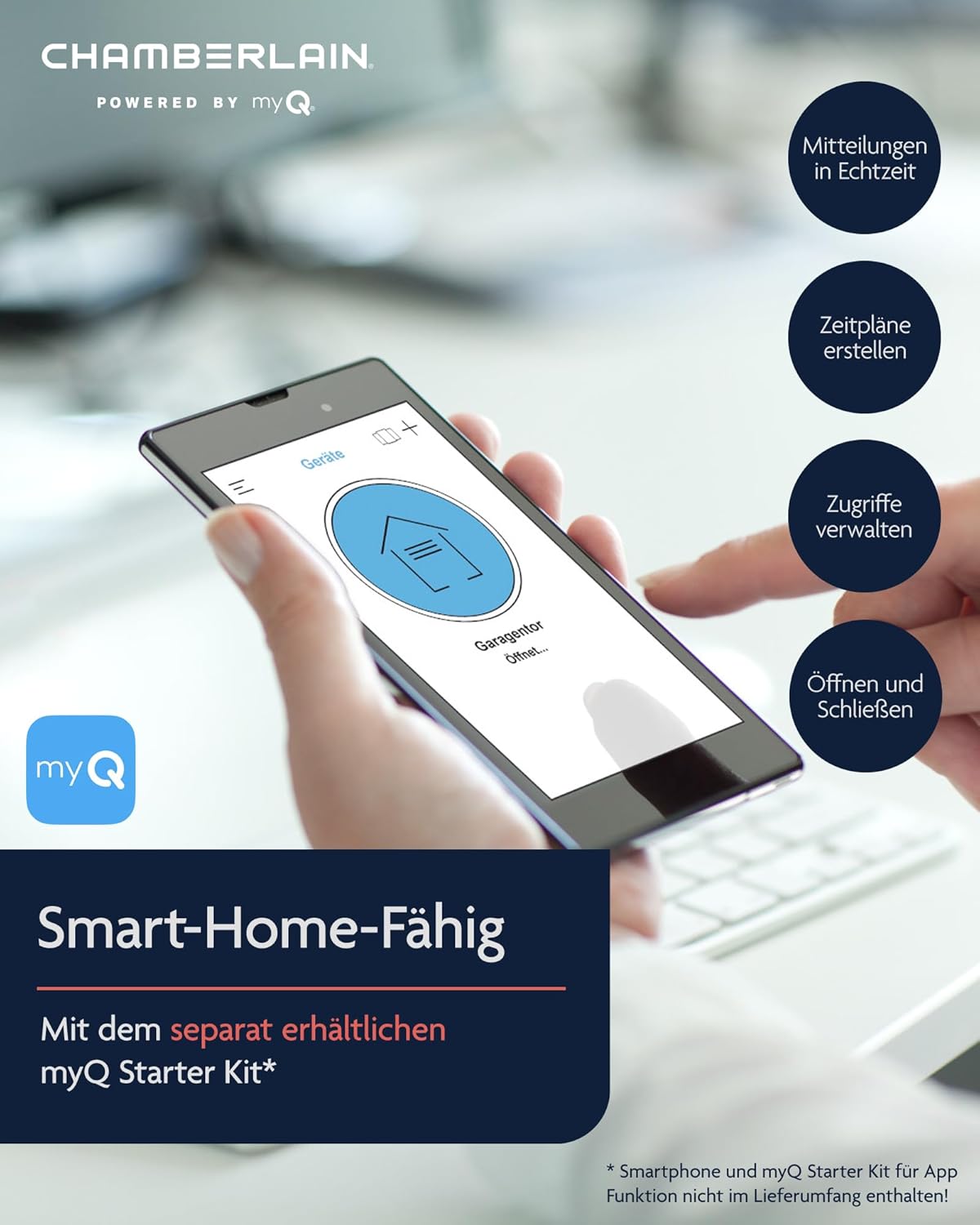 Chamberlain Premium ML1000EV Garagentorantrieb - Kraftvoll & Leise - Smart-Home-Fähiger Garagentoröffner - 1000 N Zugkraft - Einfache Montage