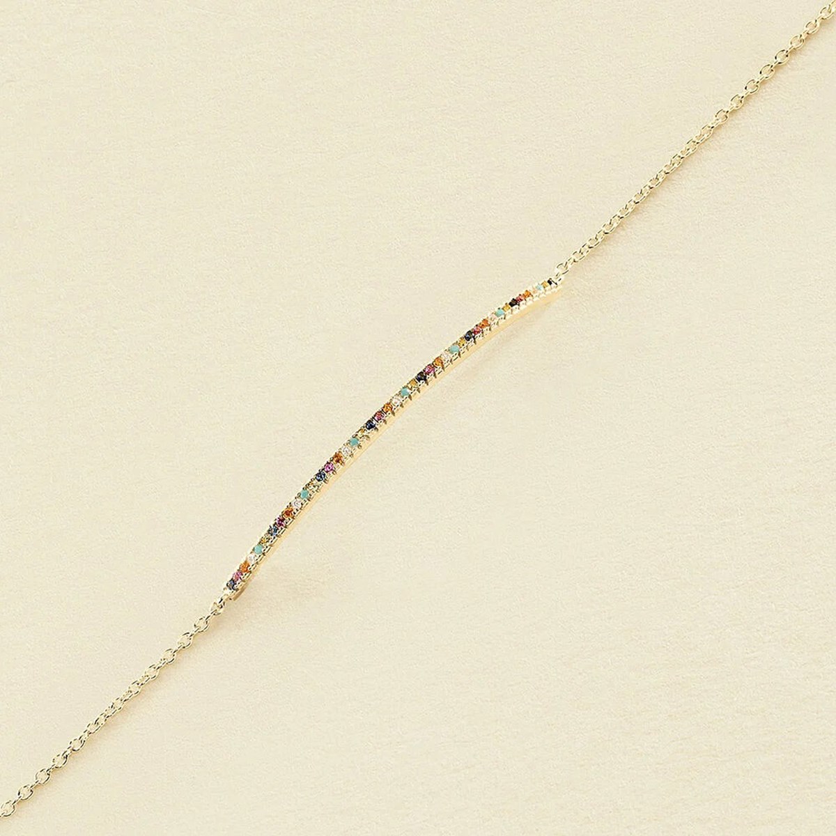 Bracelet Agatha argent doré barrette multicoloreligne Rainbow