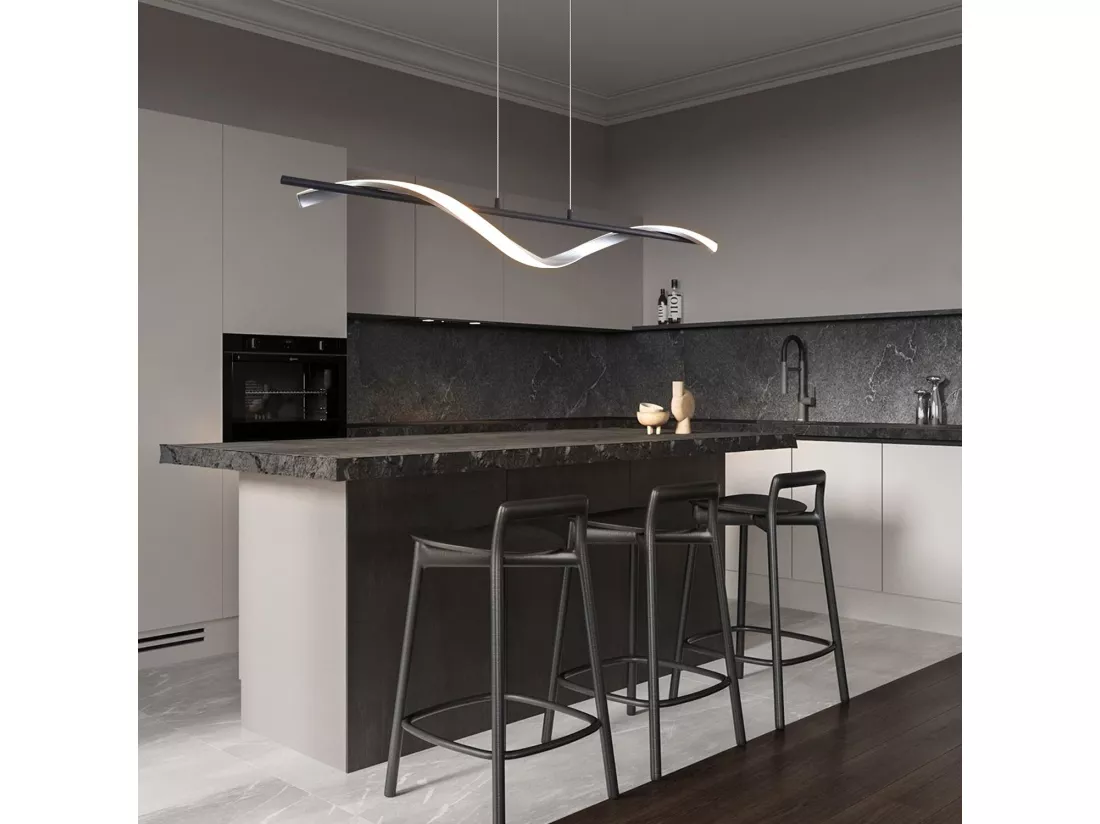 NETTLIFE Suspension LED moderne dimmable 22 W argenté Diam.100 cm aluminium Design ondulé réglable en hauteur pour salle à manger chambre