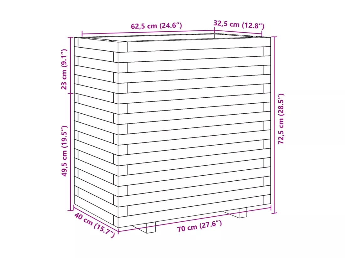 Jardinière bac lit surélevé bois blanche 70 x 40 x 72.5 cm 02_0037803