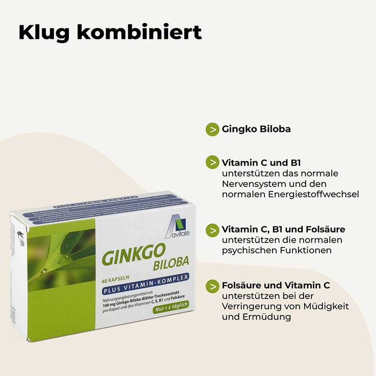 Ginkgo 100 mg Kapseln + B1 + C + E, 48 St