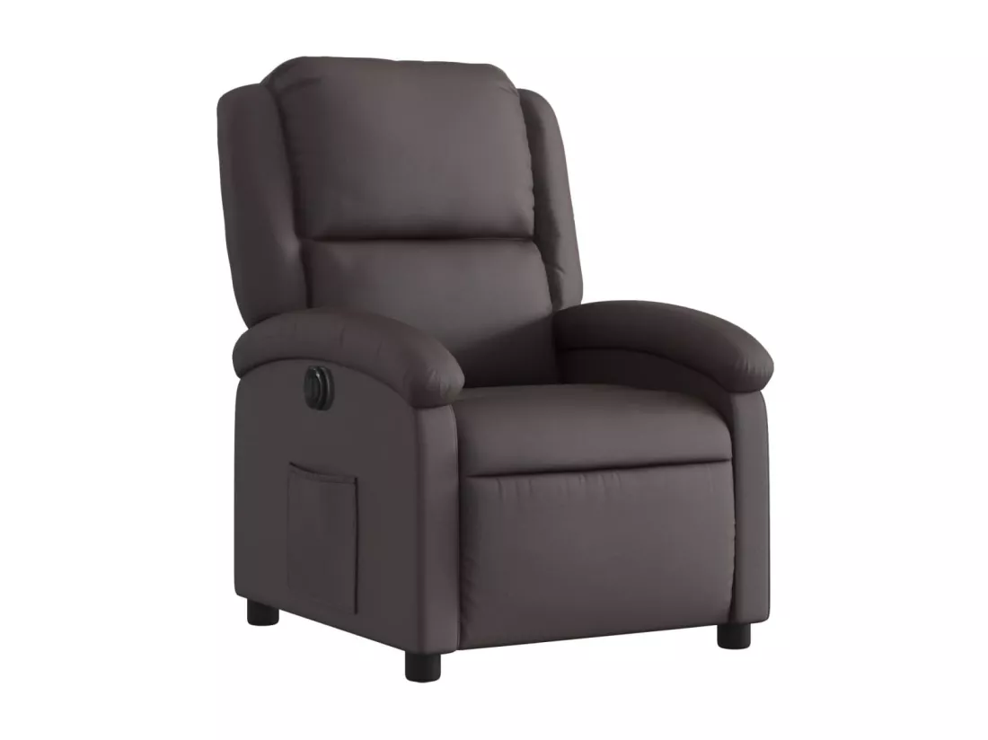 Fauteuil inclinable électrique marron foncé cuir véritable