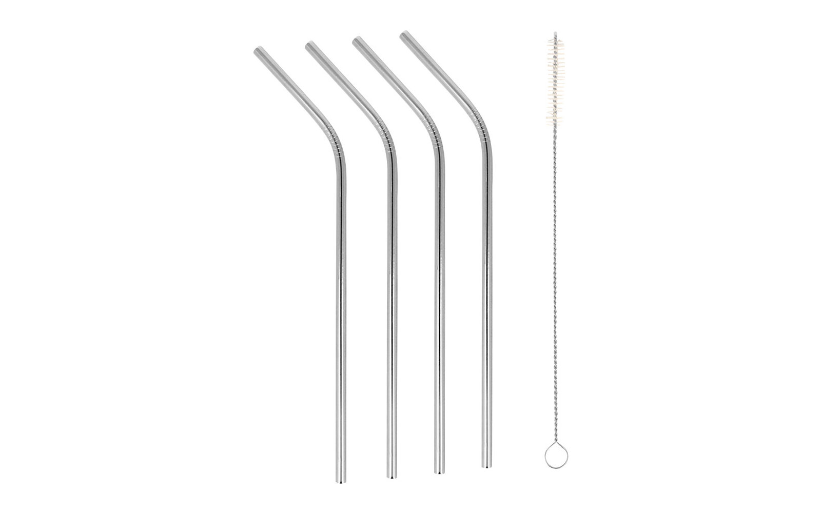 Metaltex Edelstahl Trinkhalm-Set inkl. Reinigungsbürste 4 tlg.