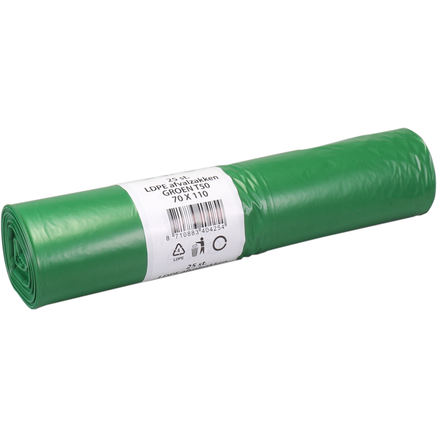 PowerSterko Afvalzak, Gerecycled LDPE, 70x110cm, T50, groen