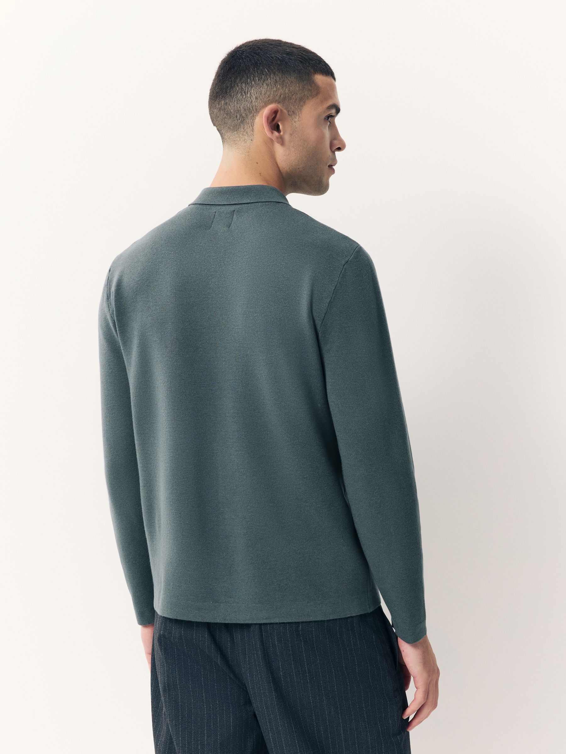 Grijs-groen - Half met rits - Regular Fit Premium Mid Weight Long Sleeve Knit Polo Shirt