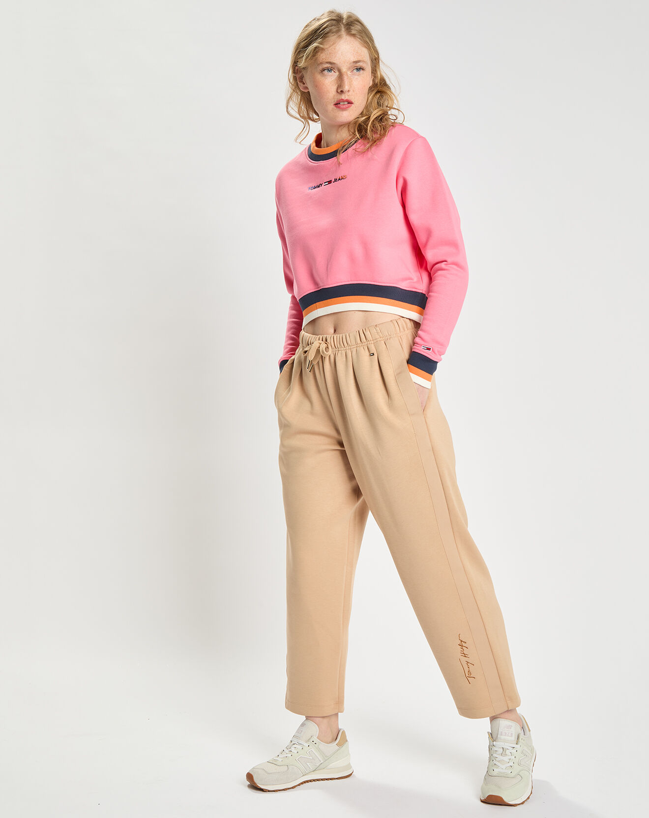 Tommy Jeans Sweat Crop Tipping Crew rose