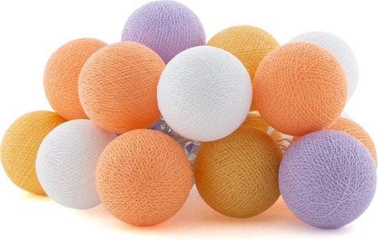Cotton Ball Lights lichtsnoer Tropic starter kit paars/oranje 7,4 m met 20 lampen