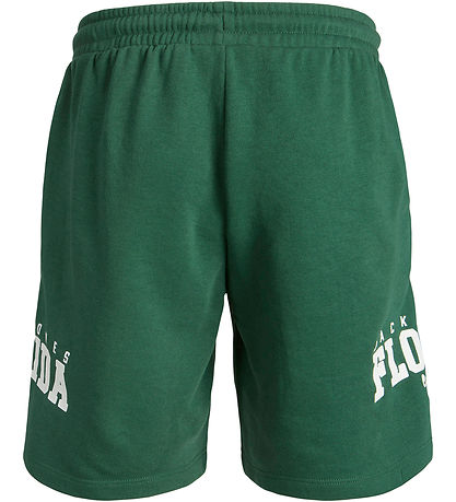 Jack & Jones Sweatshorts - JpstCory - Mørke Grøn m. Hvid