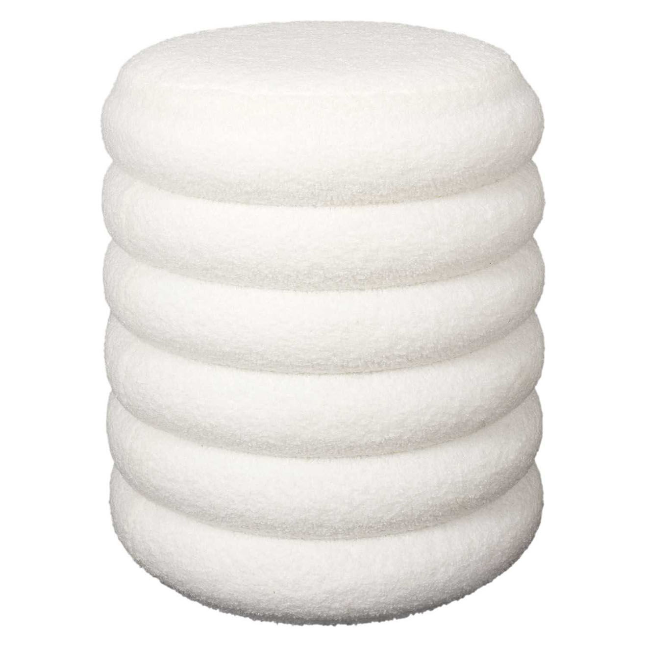 Home Deco Factory Pouf de rangement bouclette Freya blanc - 37x43.5x37 cm