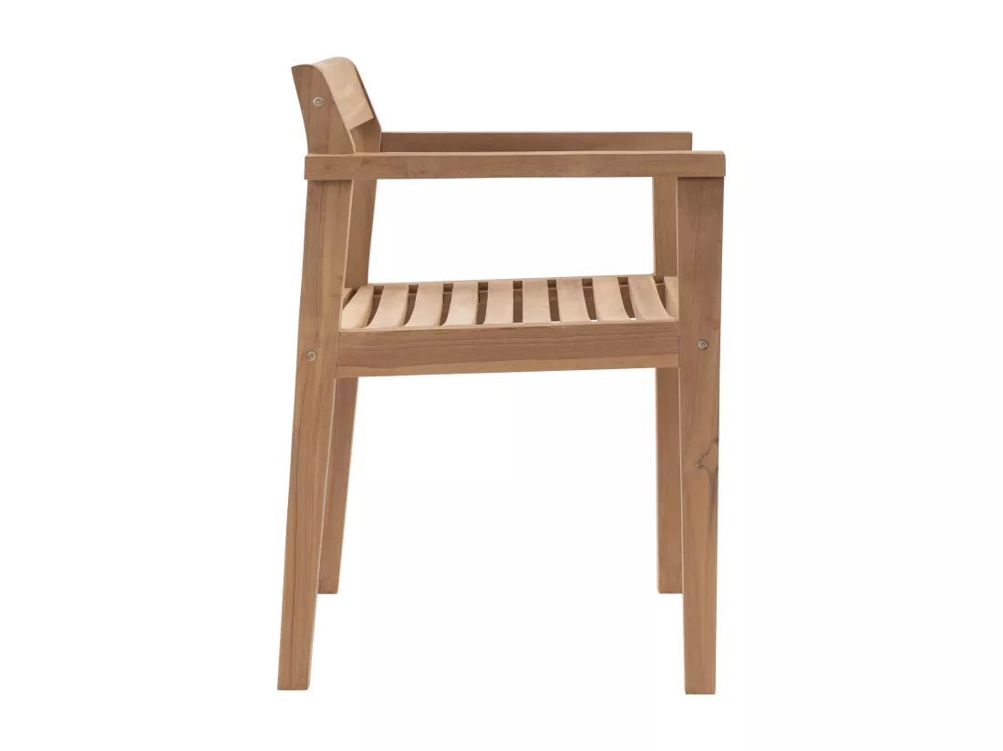 Salle à manger de jardin en teck : 1 table carrée + 4 fauteuils - Naturel clair - ALLENDE de MYLIA