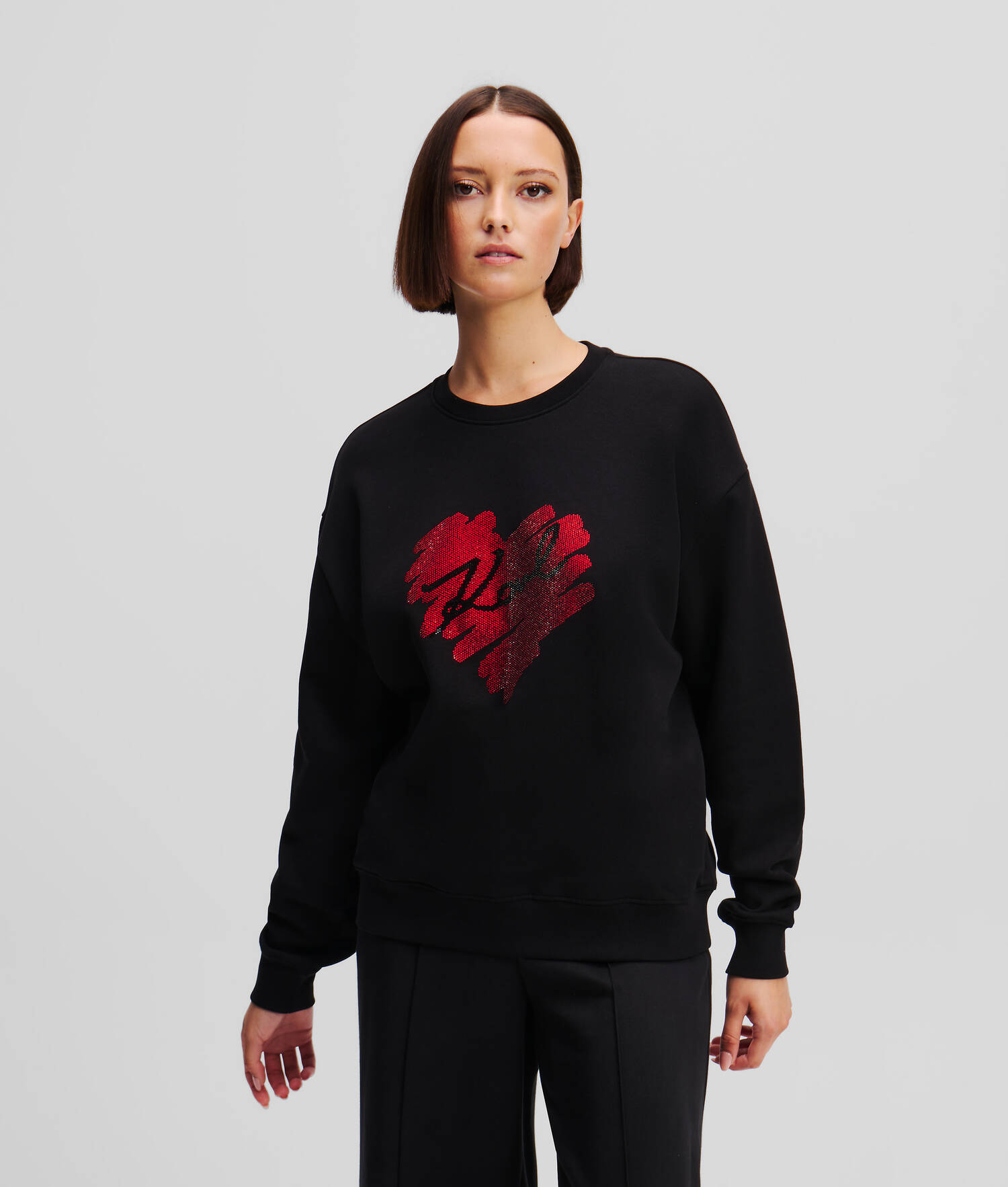 SWEAT-SHIRT À STRASS K/HEART - Noir