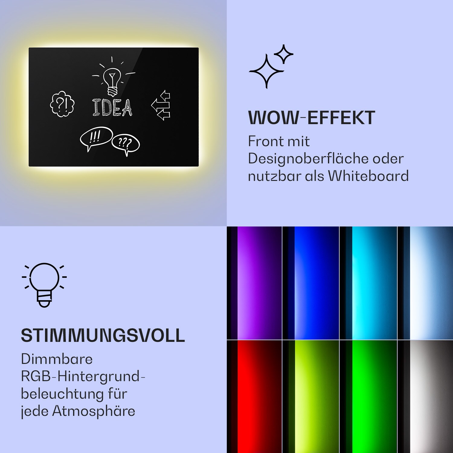 Mojave 750 smart 2-in-1 Heizgerät Infrarot Konvektor 85x60cm 750W RGB-Licht