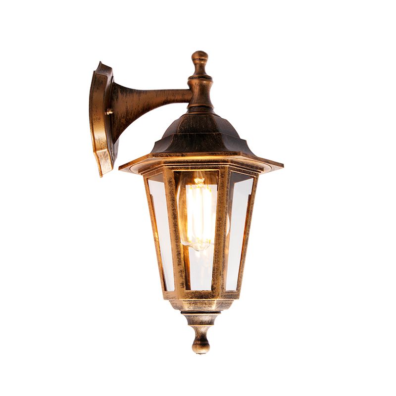 Antieke buiten wandlamp goud IP44 - New Haven