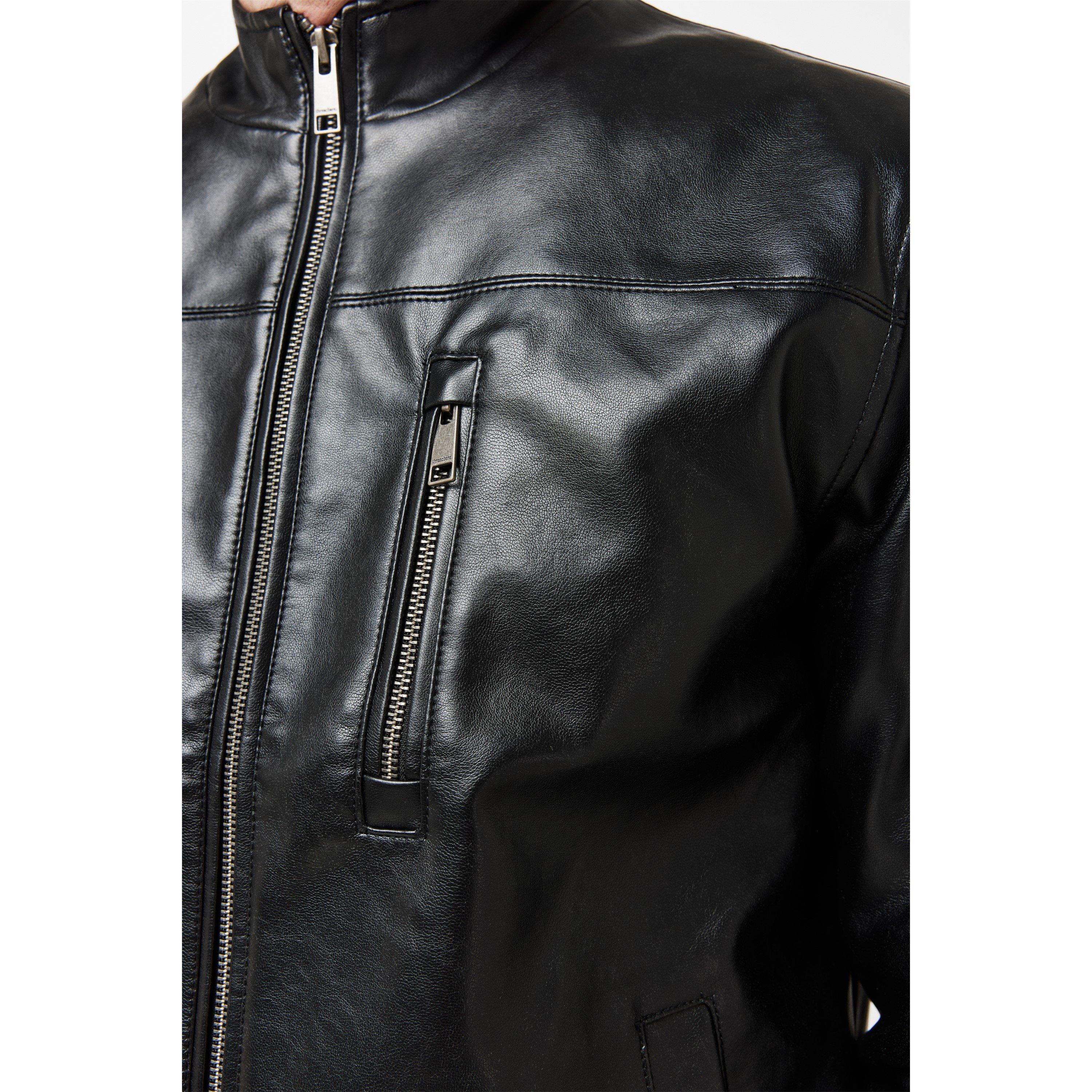 Threadbare TB Leather Biker Jacket Mens