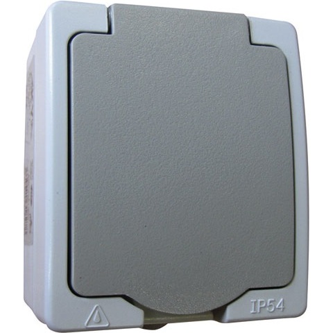 Prise étanche saillie  2P+T - 16A - IP54 - gris