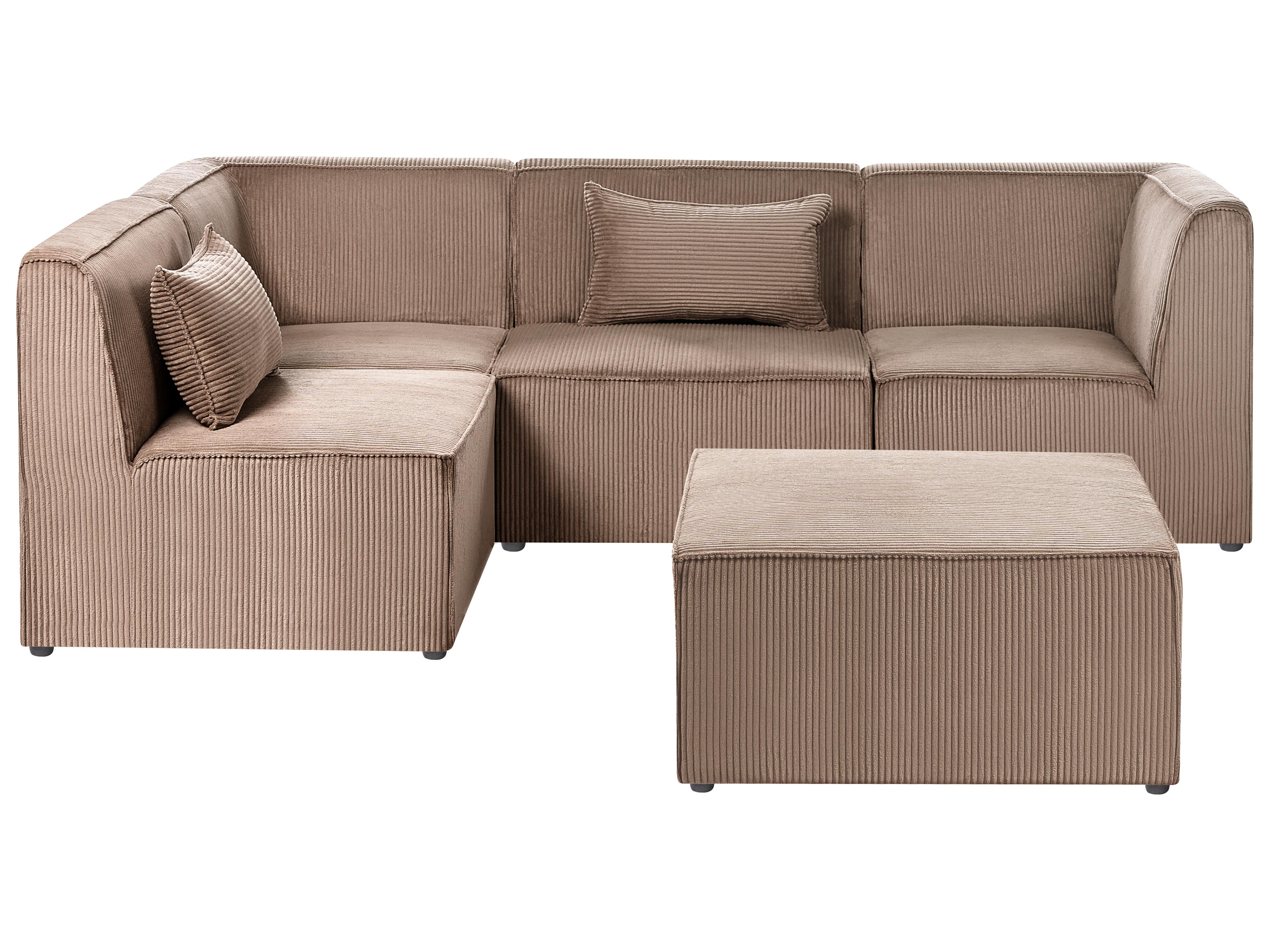 Modulaire hoekbank 4-zits LEMVIG Corduroy Zandbeige rechtszijdig