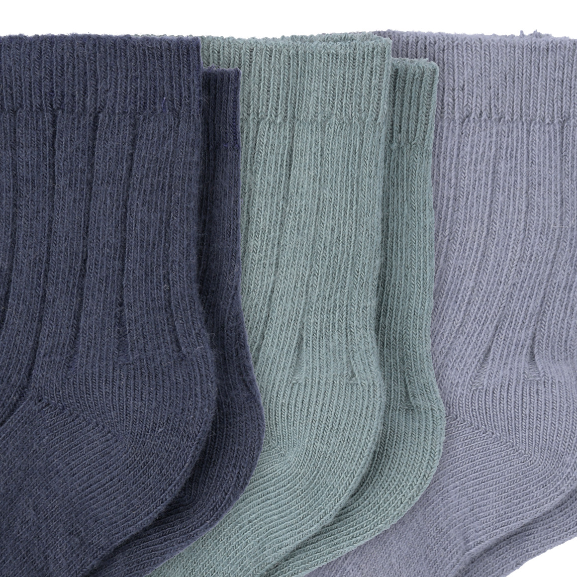 Topomini Pure Collection 3 Paar Baby Socken mit Rippstruktur dunkelblau / blau / dunkeltürkis