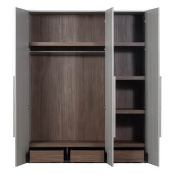 WOOOD kledingkast 3-deurs Rens lichtgrijs hout 210 x 165 x 58 cm