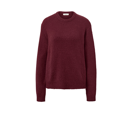 Grobstrickpullover mit Wolle, bordeauxrot