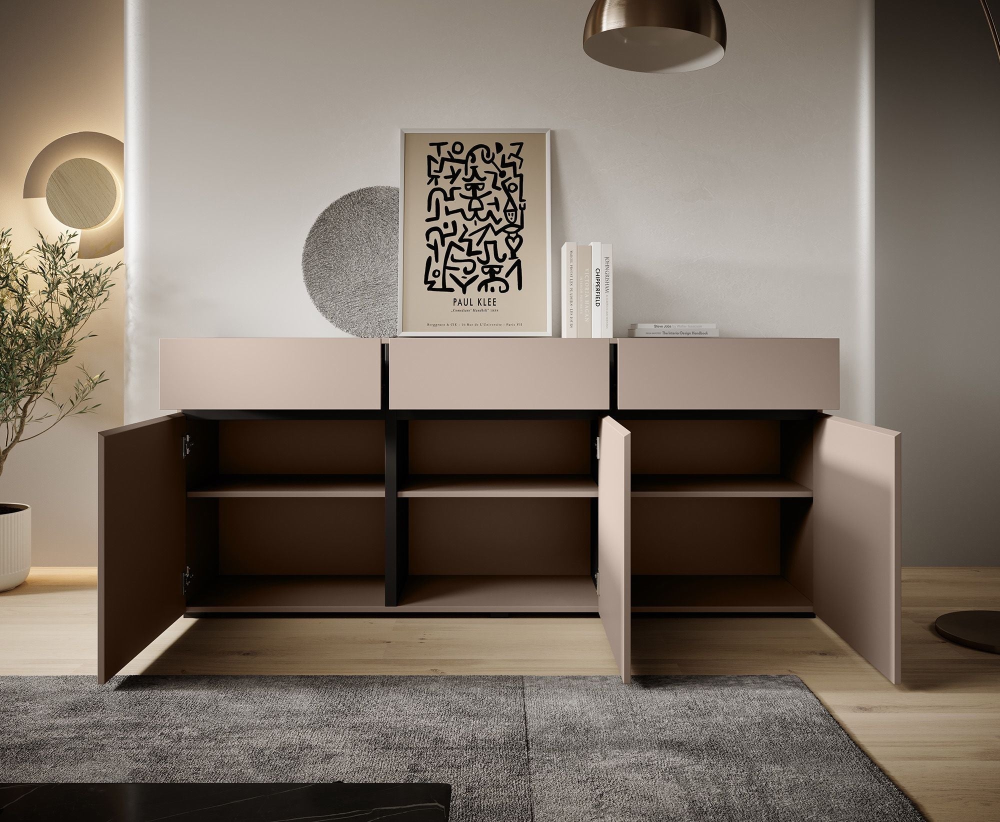 Meubella - Dressoir Cainan - Beige - 180 cm