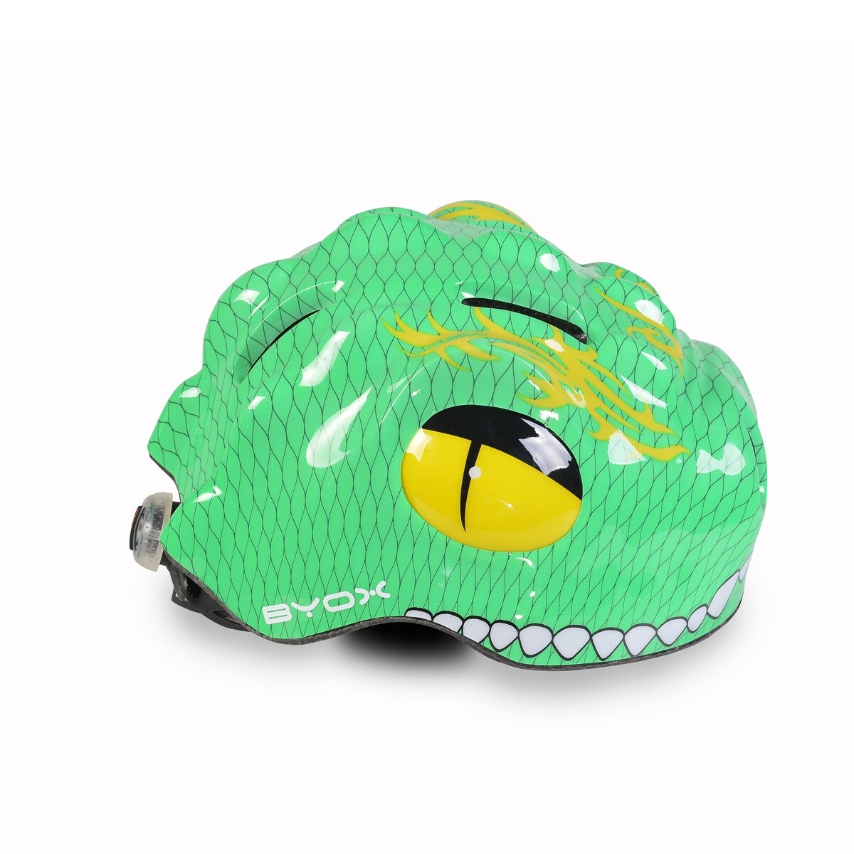 Byox Schutzhelm Y27 Dino Gr S 48 - 54 cm, einstellbar, 4 Löcher, LED-Beleuchtung in grün