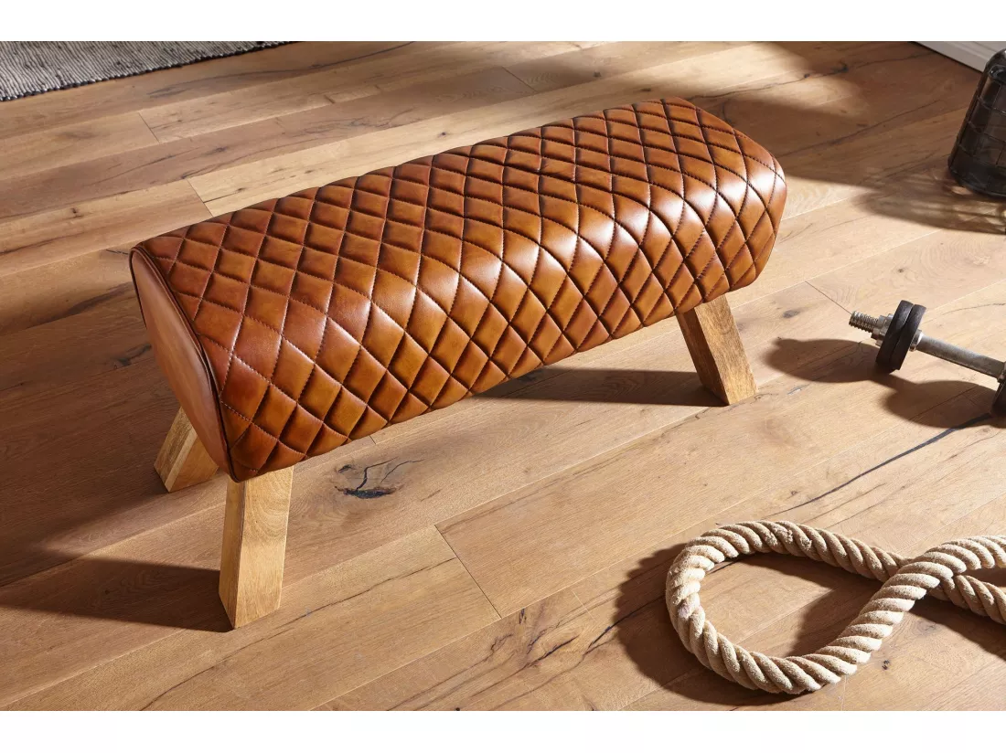 banc en cuir véritable / bois massif 89 cm Springbok Hall bench Banc en cuir