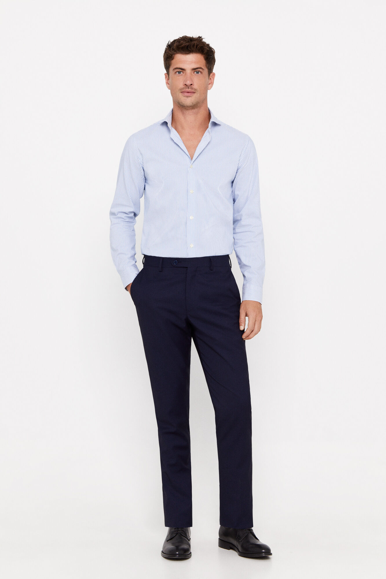 Camisa listrada Coolmax™ de corte justo