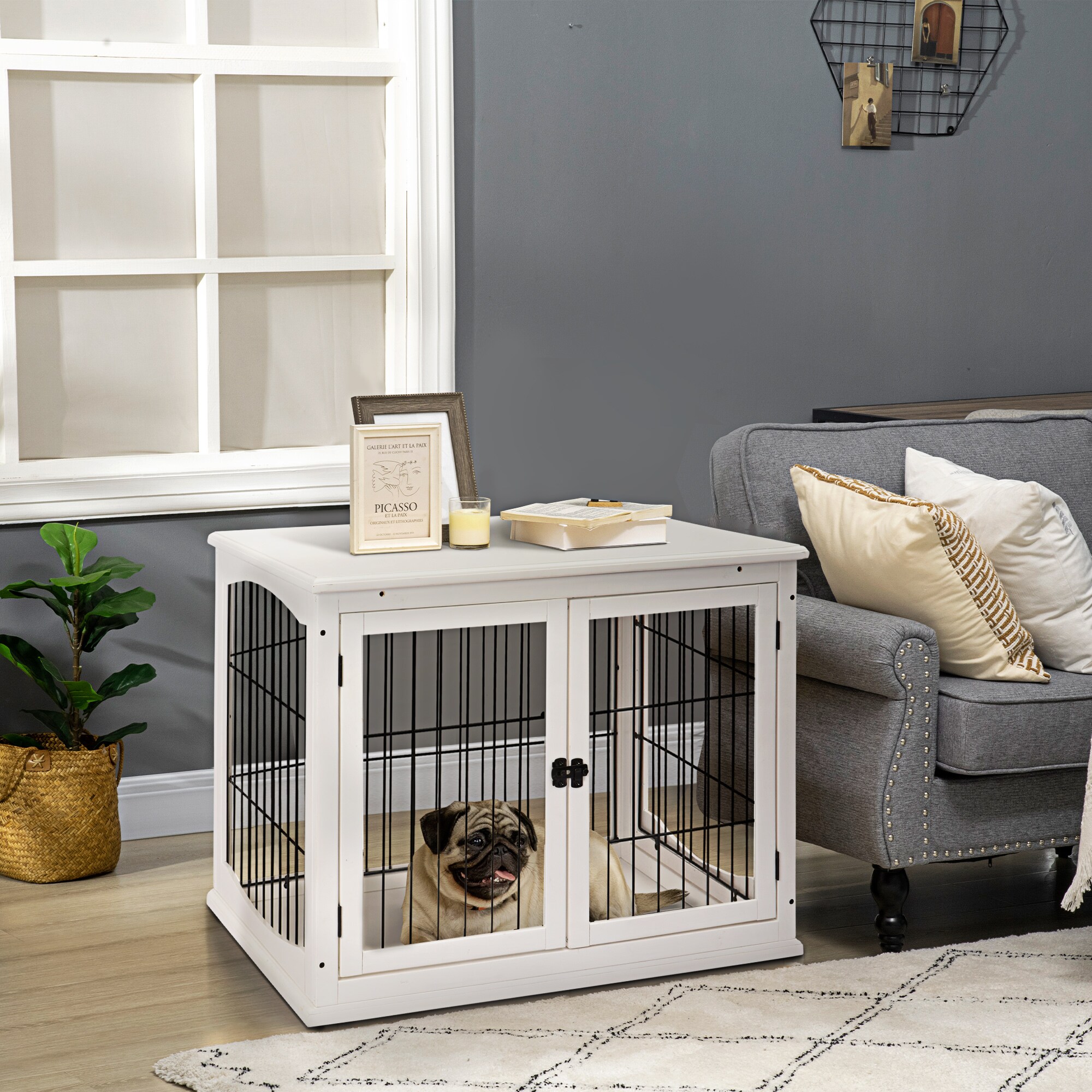 PawHut Hundekäfig mit 2 Türen 81 x 58,5 x 66 cm (BxTxH)