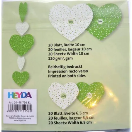 Heyda Papier Set Herzen grün 20 Stück