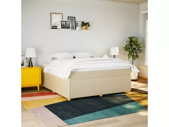 Sommier à lattes de lit avec matelas Crème 180x200 cm Tissu