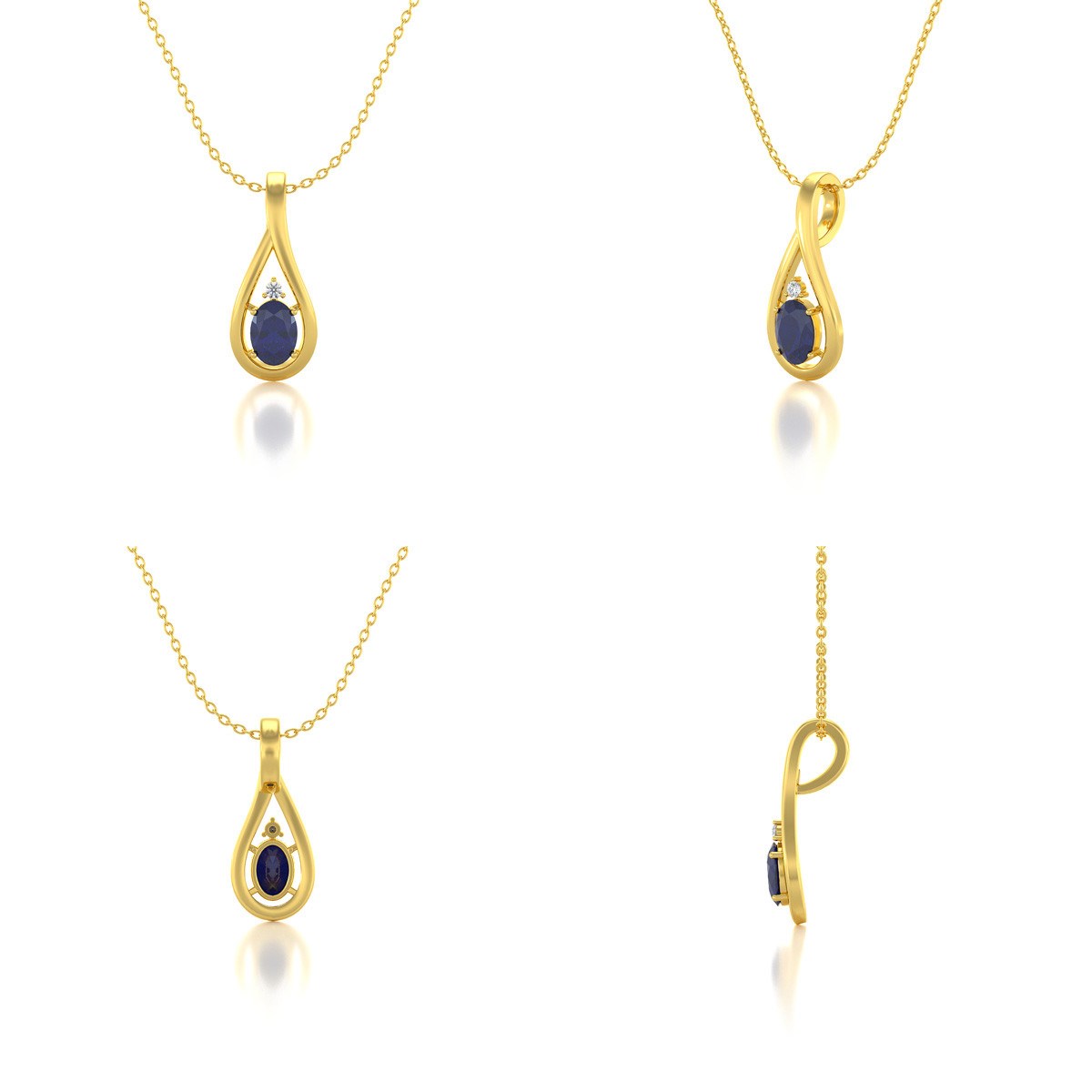 Collier Or Jaune Pendentif Saphir & Diamant - Cadeau Fiançailles Inoubliable | Aden