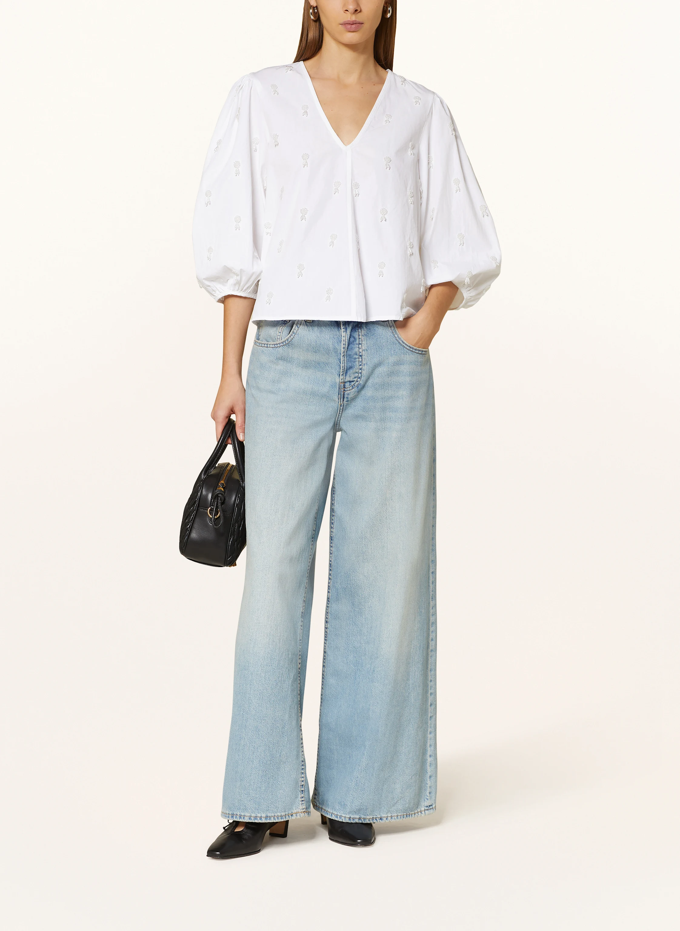 SELECTED Femme Blusenshirt mit 3/4-Arm und Schmuckperlen