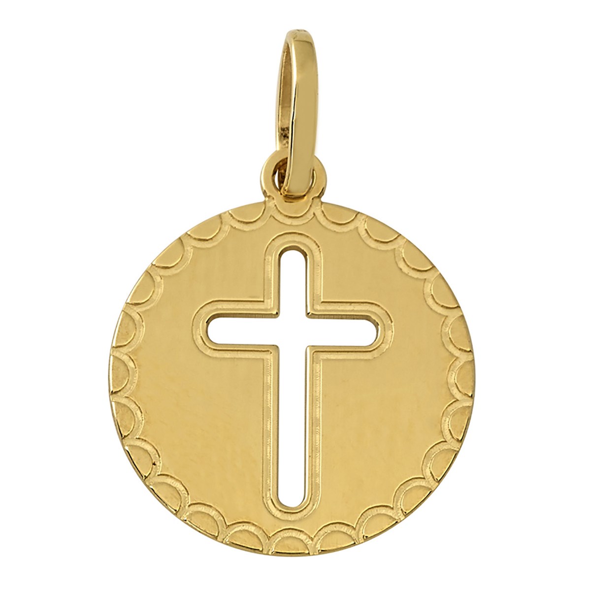 Médaille Brillaxis or jaune 18 carats croix ajourée